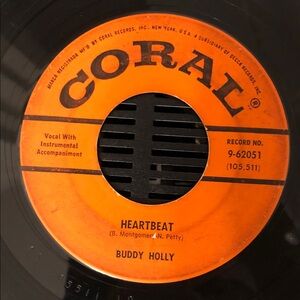 Buddy Holly Heartbeat/ Well….All Right Vinyl 45 Record